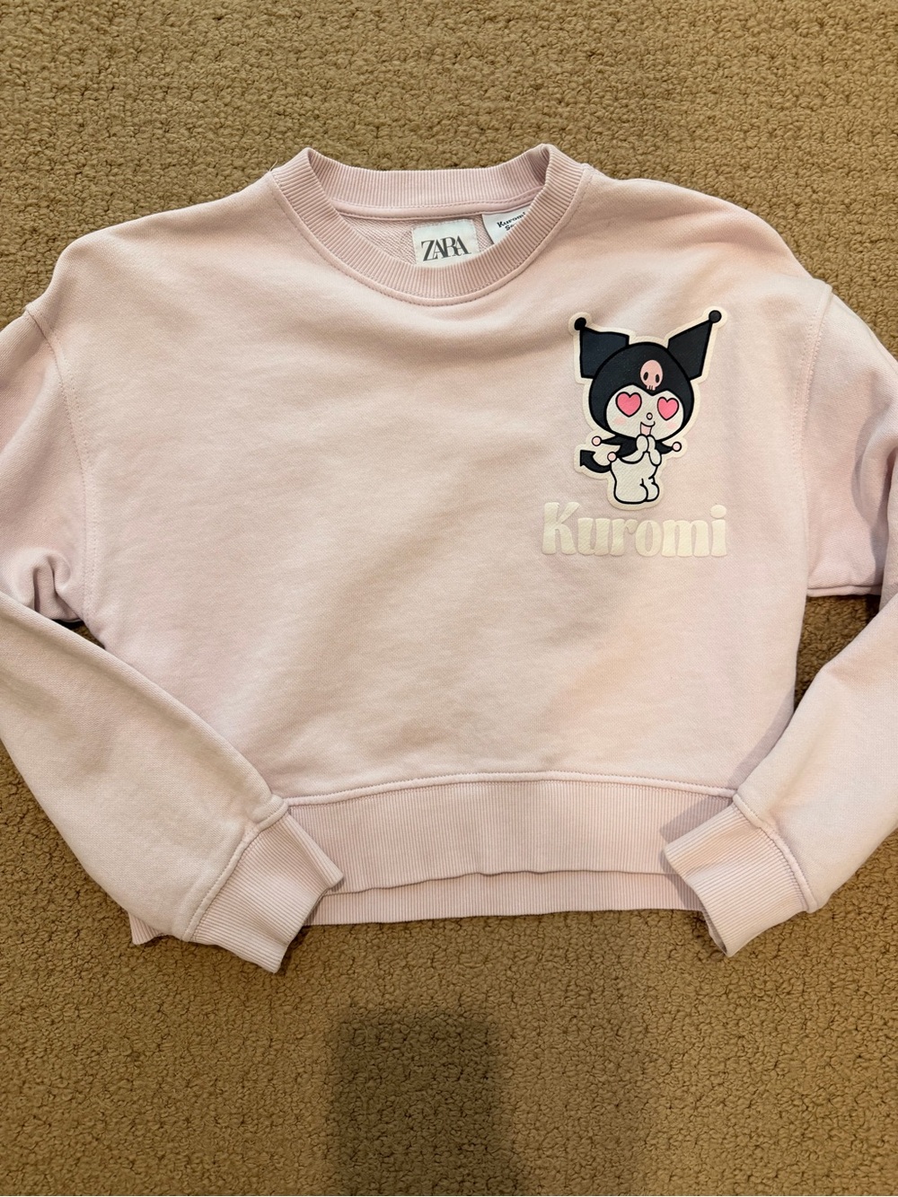 Zara Light Pink Kuromi Graphic Crewneck Sweatshirt size 11-12